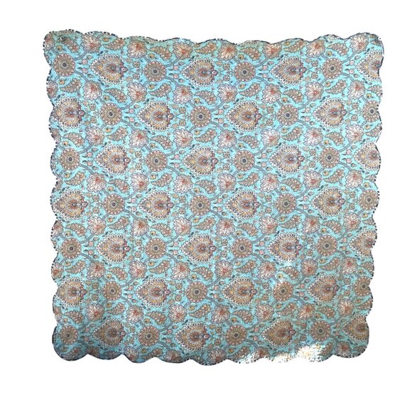 Waverly Twin Quilt With 2 Shams Blue & Gold Cotton Modern 82" X 87" - Picture 2 of 11